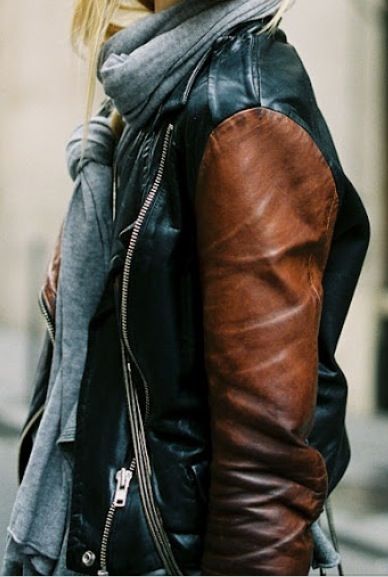 black and brown leather jacket