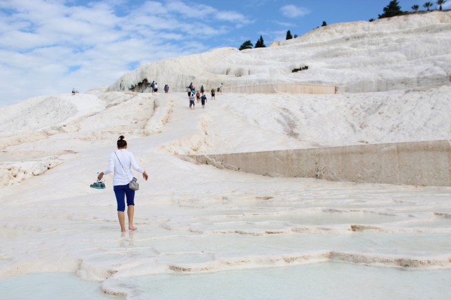 Nope, not ice! Just a white stone mountain with a constant stream of mineral water and sparkling pools. Also known as the warmest we would be the whole time in Turkey.