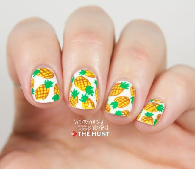 wondrously polished - pineapple nail art